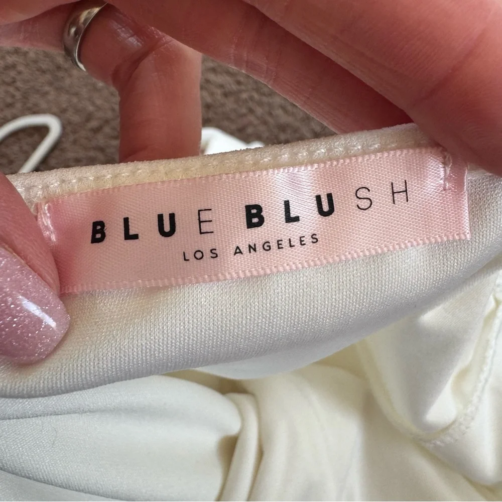 Blue Blush White Ruffled Wrap Dress Sleeveless S Small - Picture 5 of 10